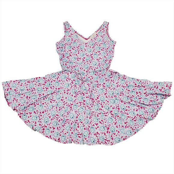 LOFT Womens Bloom Godet Double V Mini Dress Large Floral Sleeveless Stretch - Picture 4 of 14